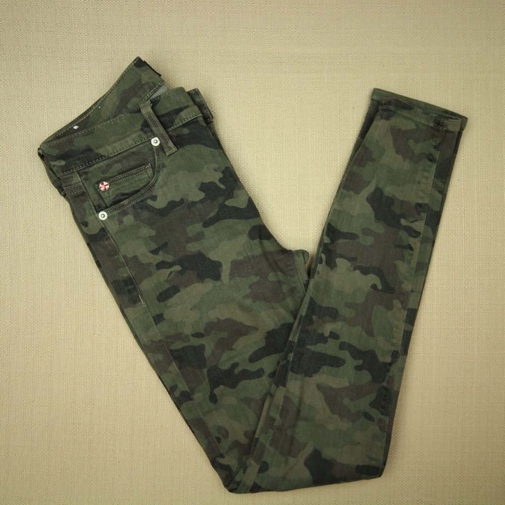 Hudson Mid Rise Nico Ankle Super Skinny Jeans Women's Sz 25 Green Infantry Camo